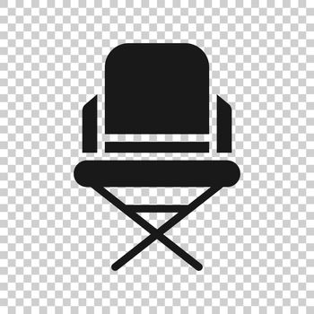 Director chair icon in flat style. Producer seat vector illustration on white isolated background. Movie business concept.