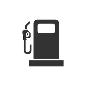 Fuel pump icon in flat style. Gas station sign vector illustration on white isolated background. Petrol business concept.