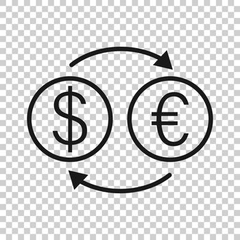 Currency exchange icon in flat style. Dollar euro transfer vector illustration on white isolated background. Financial process business concept.