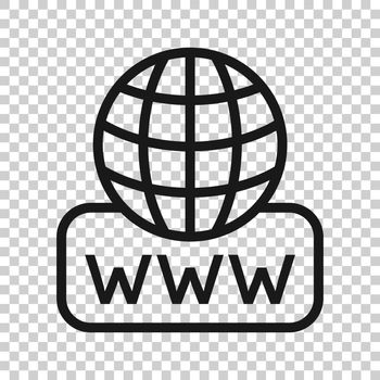 Global search icon in flat style. Website address vector illustration on white isolated background. WWW network business concept.