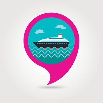 Cruise liner pin map icon. Summer. Vacation