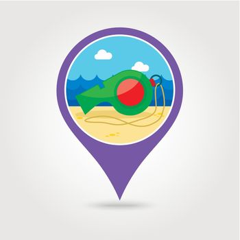 Whistle pin map icon. Summer. Vacation