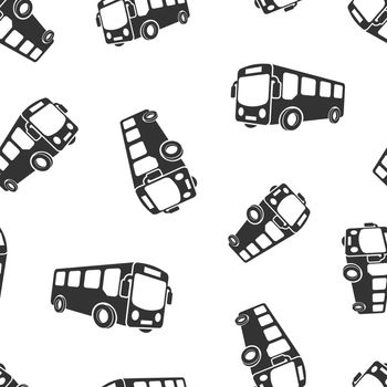 School bus icon seamless pattern background. Autobus vector illustration on white isolated background. Coach transport business concept.