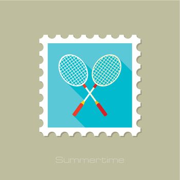 Badminton Racket flat stamp with long shadow