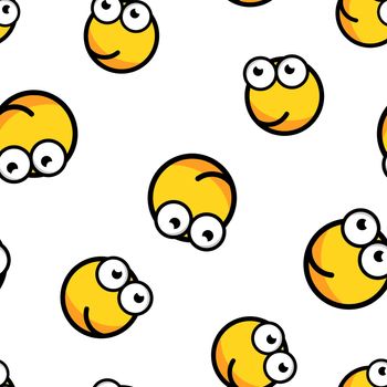 Cartoon face icon seamless pattern background. Business concept vector illustration. Smiley face comic emotion symbol pattern.