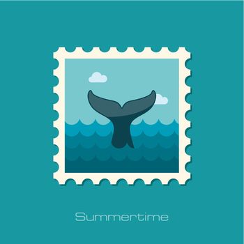 Whale tail stamp. Summer. Vacation