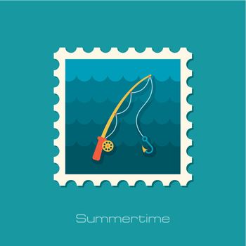 Fishing Rod stamp. Summer. Vacation