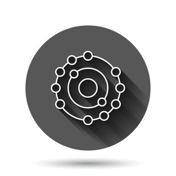 Antioxidant icon in flat style. Molecule vector illustration on black round background with long shadow effect. Detox circle button business concept.