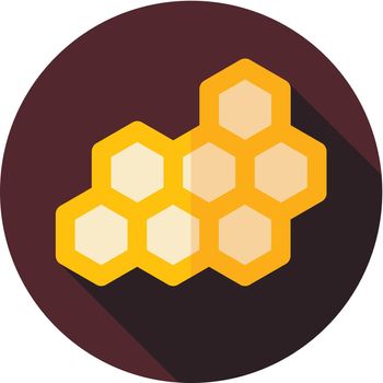 Honeycomb bee flat icon with long shadow