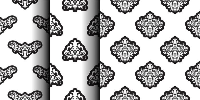 Set Seamless pattern with retro ornament antique style. Good for garments, textiles, backgrounds and prints. Vector illustration.