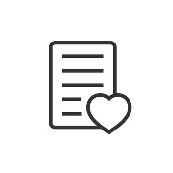 Wishlist icon in flat style. Like document vector illustration on white isolated background. Favorite list business concept.
