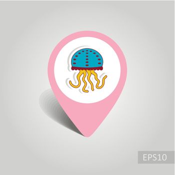 Jellyfish pin map icon. Summer. Vacation