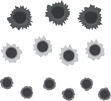 Bullet holes vector illustration isolated on a white background