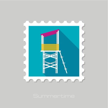 Lifeguard tower flat stamp with long shadow