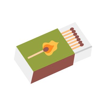Matchbox for lighting campfire, vector illustration in flat style