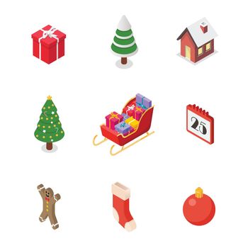 Isometric christmas icons collection