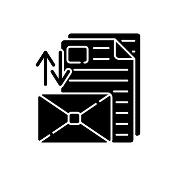 Sorting letters black glyph icon