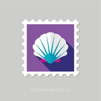 Seashell flat stamp with long shadow