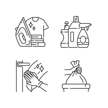 Housework linear icons set