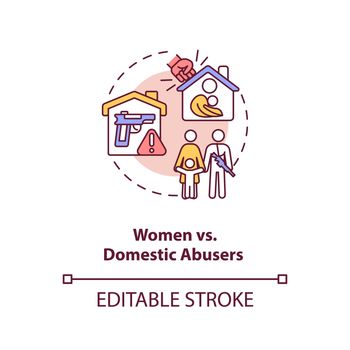 Women vs domestic abusers concept icon