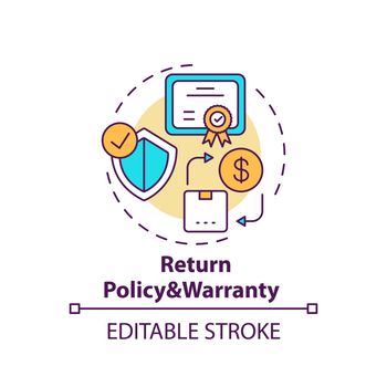 Returning policy and warranty concept icon
