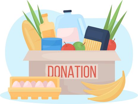 Food donation box 2D vector isolated illustration