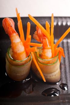colorful  prawn shrimps appetizer snack