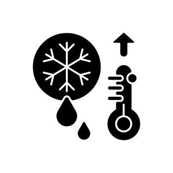 Snow melting black glyph icon