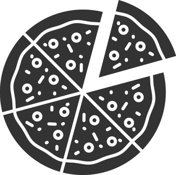 Pizza with one slice separated glyph icon