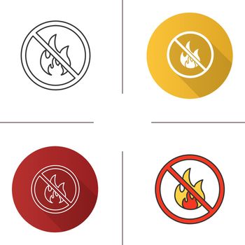 Forbidden sign with fire icon