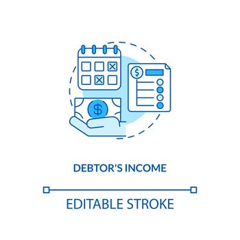 Debtor income blue concept icon
