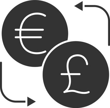 Euro and British pound currency exchange glyph icon