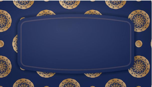 Dark blue banner with luxury gold pattern for design under logo or text