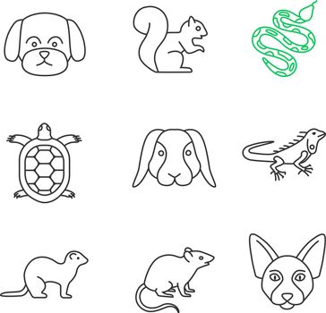 Pets linear icons set