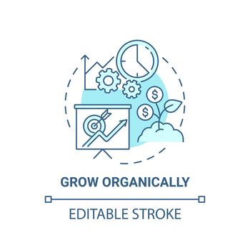 Grow organically blue concept icon