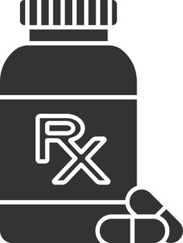 Rx pill bottle glyph icon