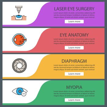 Ophthalmology web banner templates set