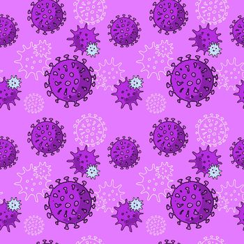 Coronavirus seamless pattern. Hand drawn beautiful illustration