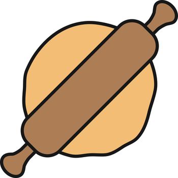 Rolling pin and dough color icon