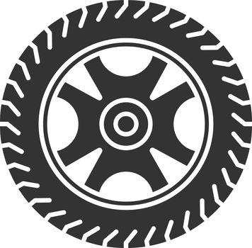 Car rim and tire glyph icon