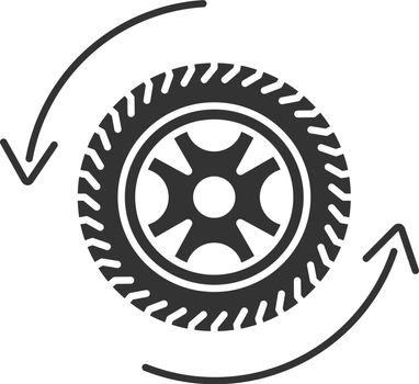 Automobile wheel changing glyph icon