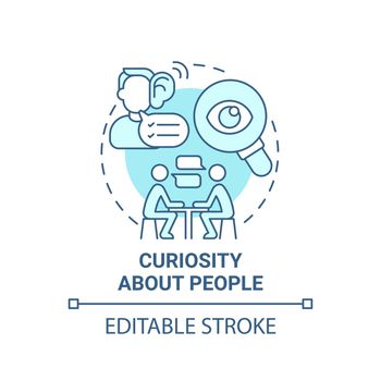 Curiosity about people blue concept icon