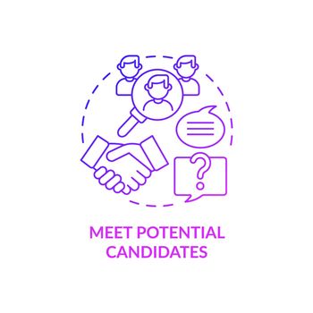 Meet potential candidates purple gradient concept icon