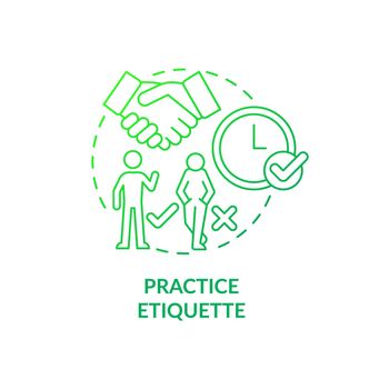 Practice etiquette green gradient concept icon