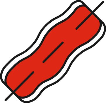 Bacon strip on skewer color icon