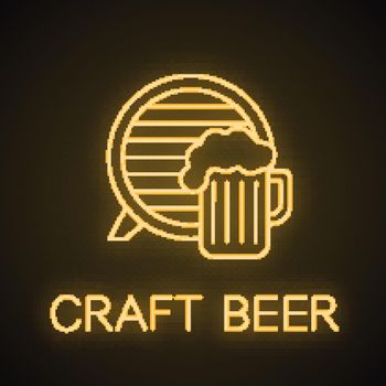 Craft beer pub neon light icon