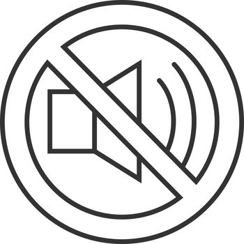 Forbidden sign with loudspeaker linear icon