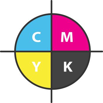 Cmyk color circle model icon