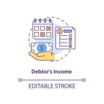 Debtor income concept icon