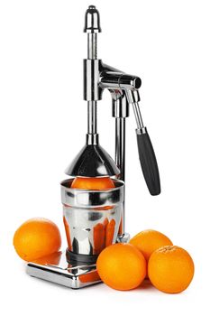 Mechanic juicer for citrus fruits isolated on white
